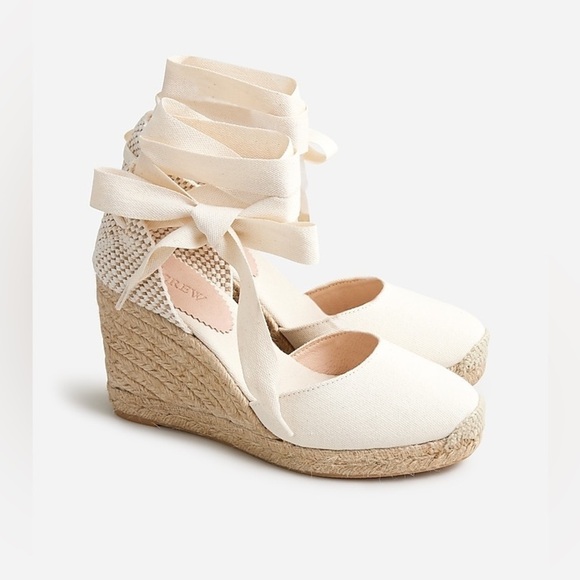 J Crew Made-in-Spain lace-up high-heel espadrilles BT395 - Picture 2 of 6